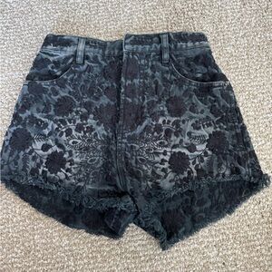 Free People Black floral Lace High Waist Shorts